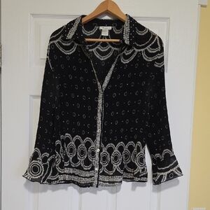 NICOLA Black and White Patterned Button Down Shirt